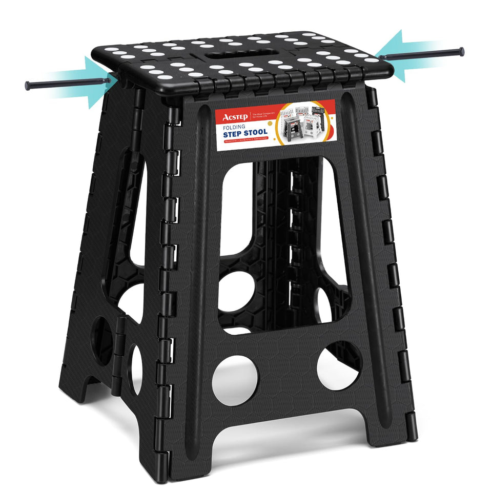 ACSTEP folding step stool closed with handle for compact storage.