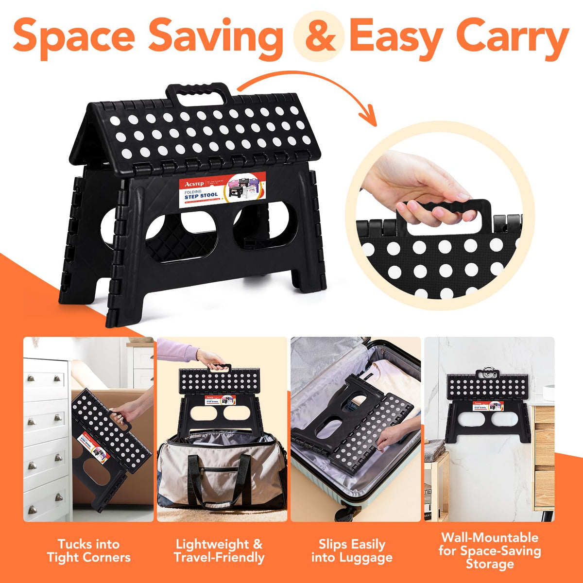 ACSTEP in-kitchen setup demonstrates reach to high cabinets safely.