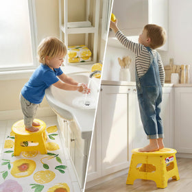 ACSTEP lemon-yellow stool brightens rooms while providing sturdy stepping height.