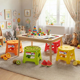 ACSTEP stool with secure lock mechanism prevents accidental closing.