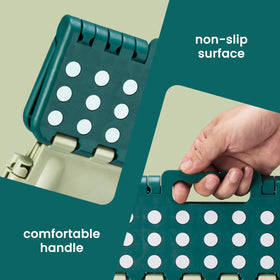 ACSTEP green stool compact for travel and quick tasks.