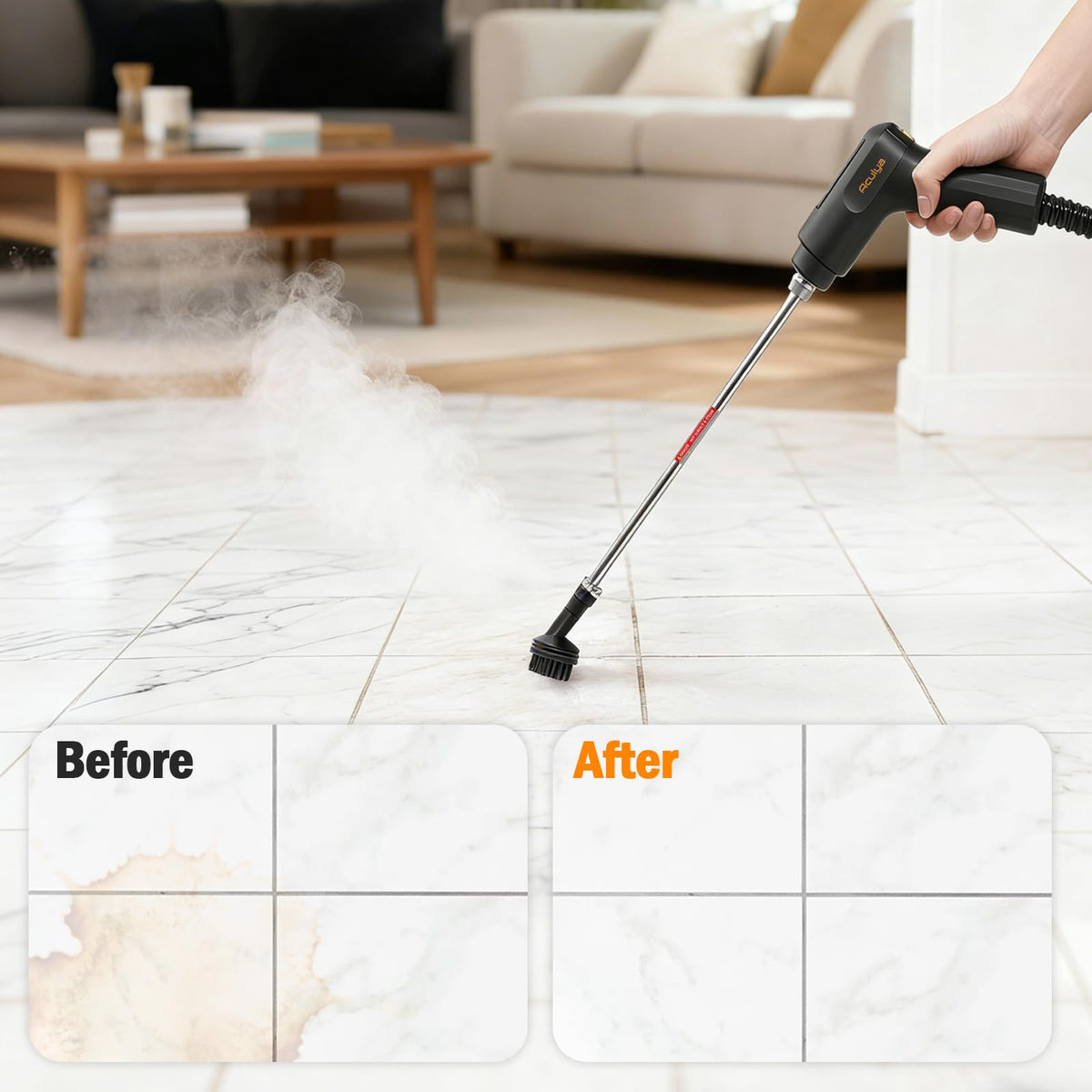 Accessory kit included with the Aculya Life handheld steam cleaner for versatile surfaces.