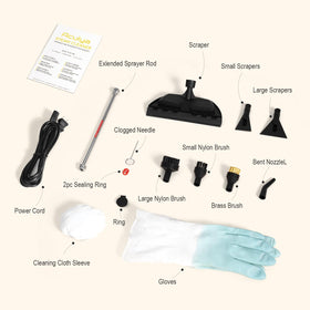 Aculya Life handheld steam cleaner used inside a car for interior cleaning.