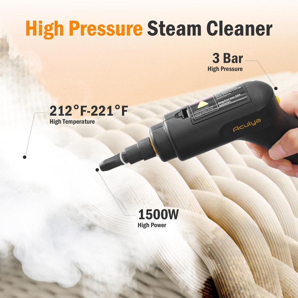 Filling port on the Aculya Life steam cleaner for easy, mess-free refills.