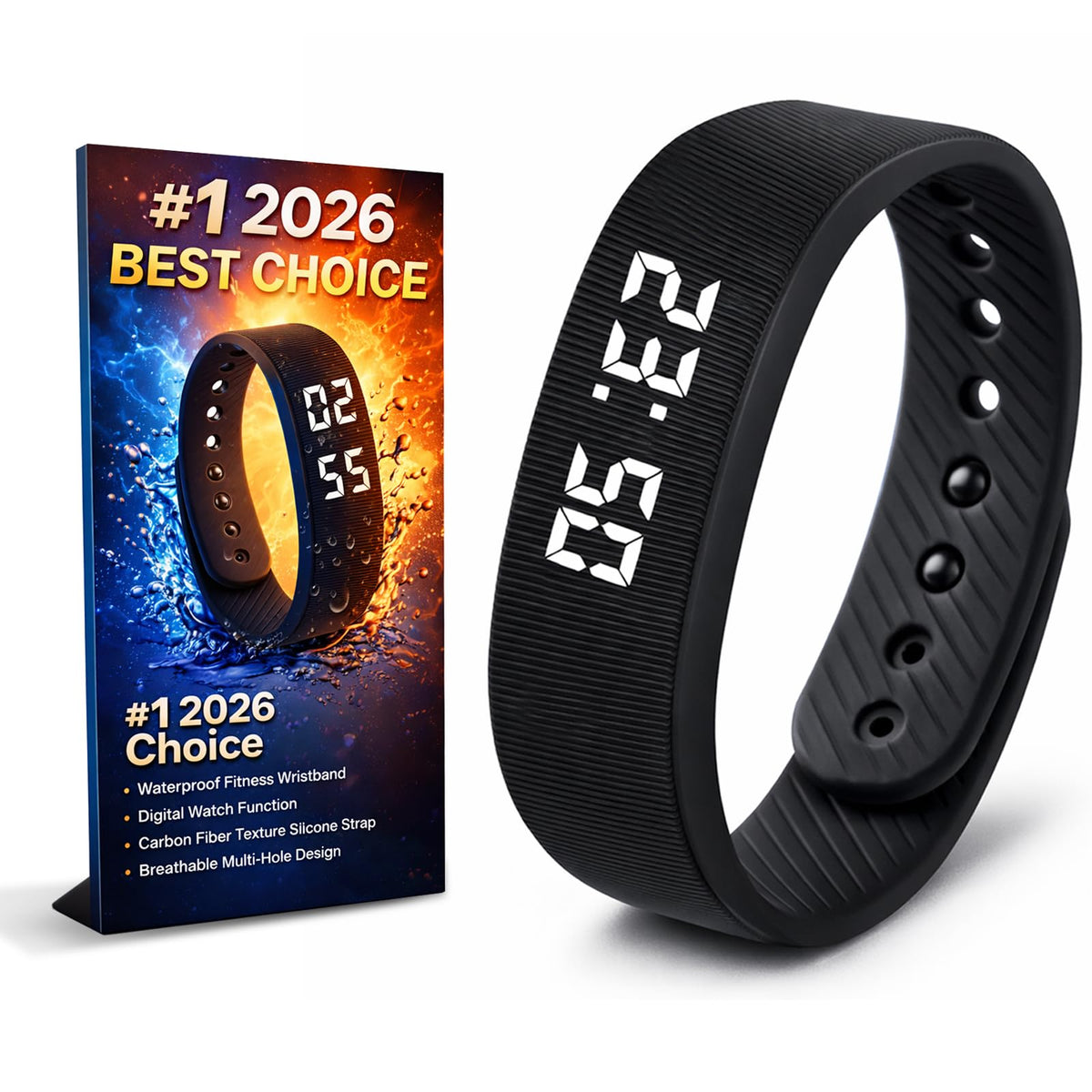 ADAWO vibrating alarm wristband close-up showing silent wake feature