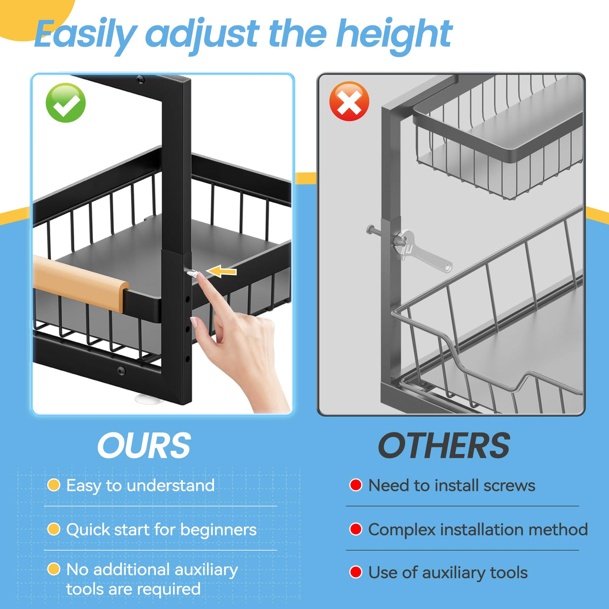 ADBIU rust-resistant frame supporting heavy bottles without wobble