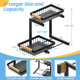 ADBIU two-tier slide-out drawers offering easy access to back-of-cabinet items