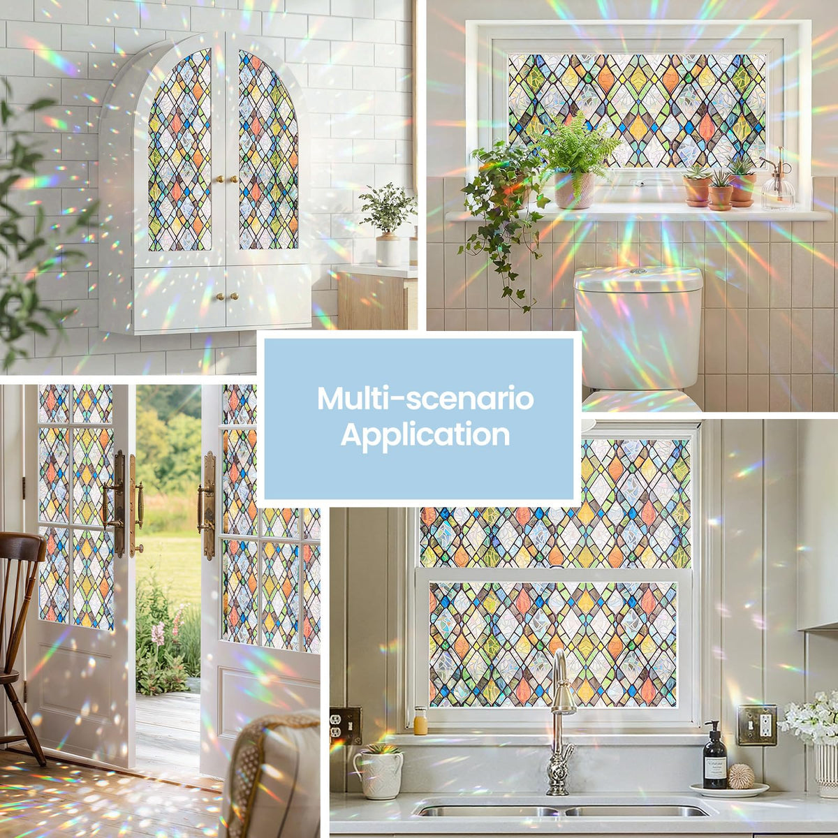 ADD.HERES window film blocks UV rays while brightening interiors with colorful reflections.