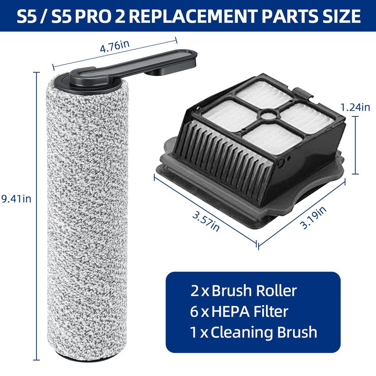 ADDFRESH six HEPA vacuum filters shown for improved particle capture and longer vacuum life.
