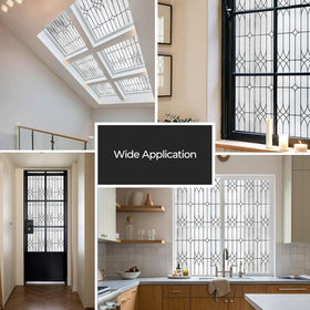 ADD.HERES kitchen and living room window decor enhances space with stained glass charm.