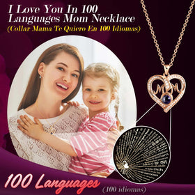 ADDWel Heart Necklace with hidden multilingual message for a magical reveal