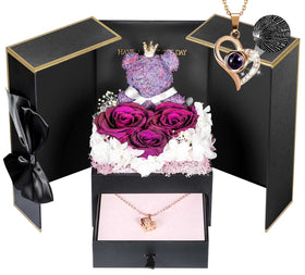 ADDWel preserved purple rose with necklace for a lasting, romantic keepsake