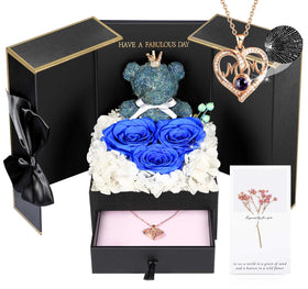 ADDWel preserved blue rose necklace shows enduring beauty for mom.