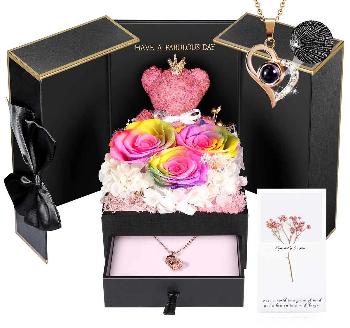 ADDWel preserved rainbow rose in a gift box with lasting beauty.