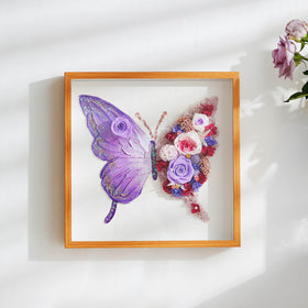 ADDWel preserved rose butterfly shadow box side view, adds dimensional depth to bedrooms.