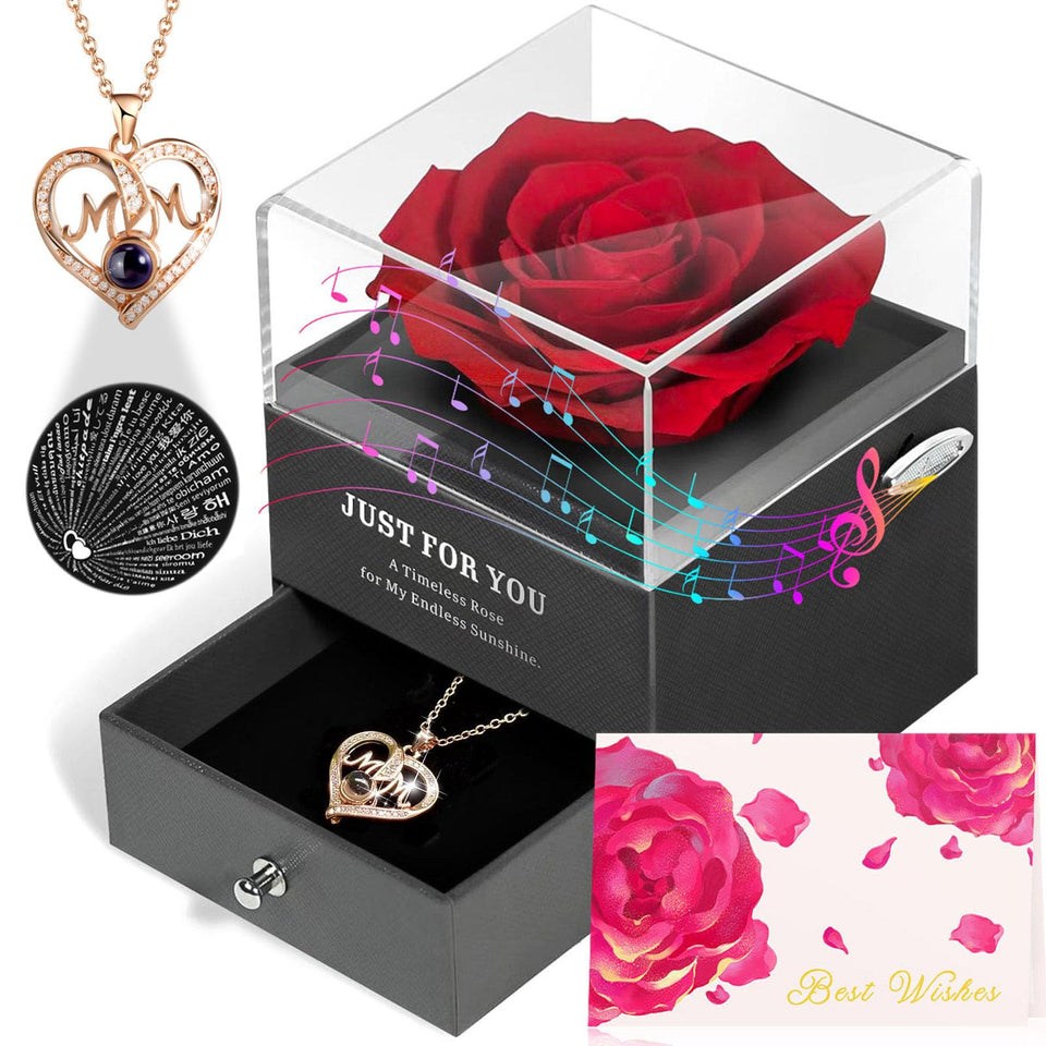 AddWel preserved rose necklace offers a lasting keepsake for mom.