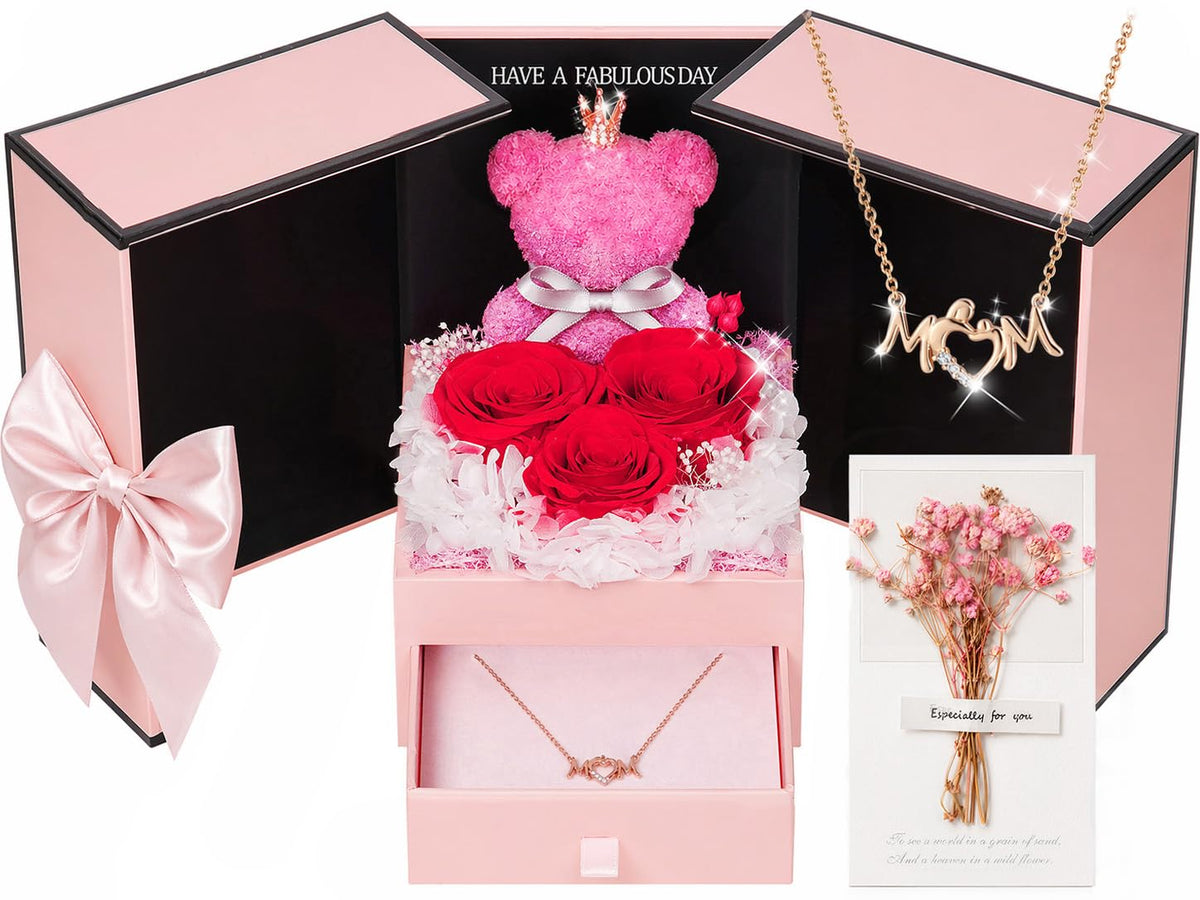 ADDWel preserved rose teddy box presents a lasting keepsake for mom