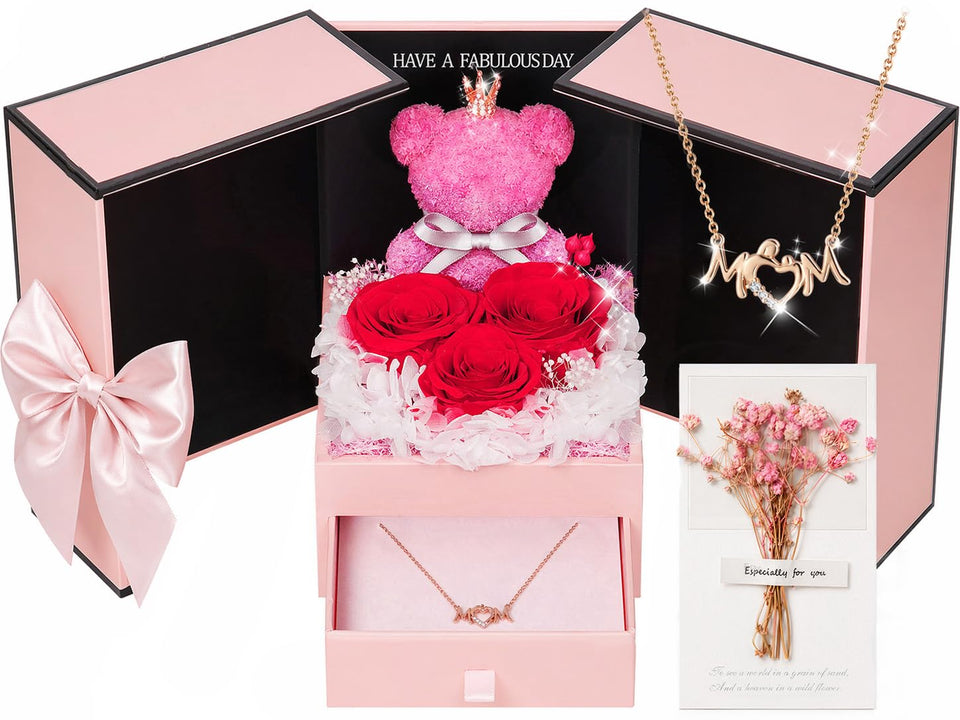 ADDWel preserved rose teddy box presents a lasting keepsake for mom