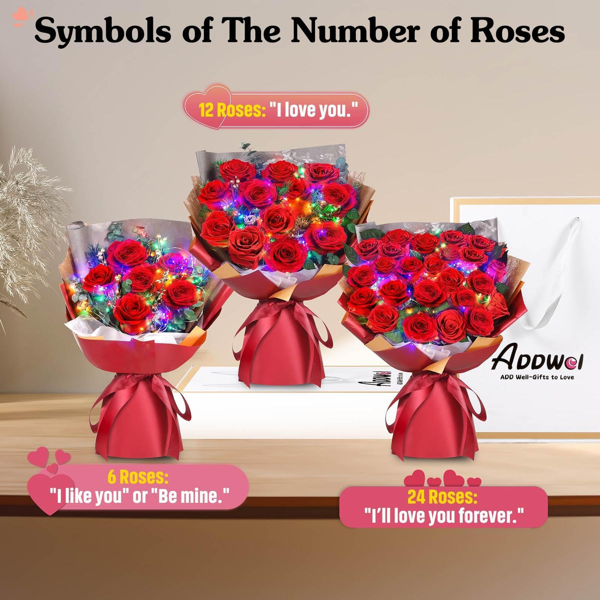 ADDWel preserved roses long-lasting beauty for 3-5 years with minimal upkeep.