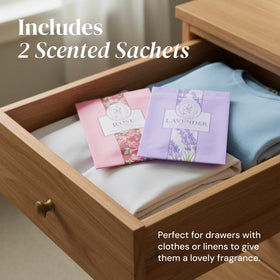 ADELEGOURDAIN Lavender sachet in drawers keeps linens smelling fresh.
