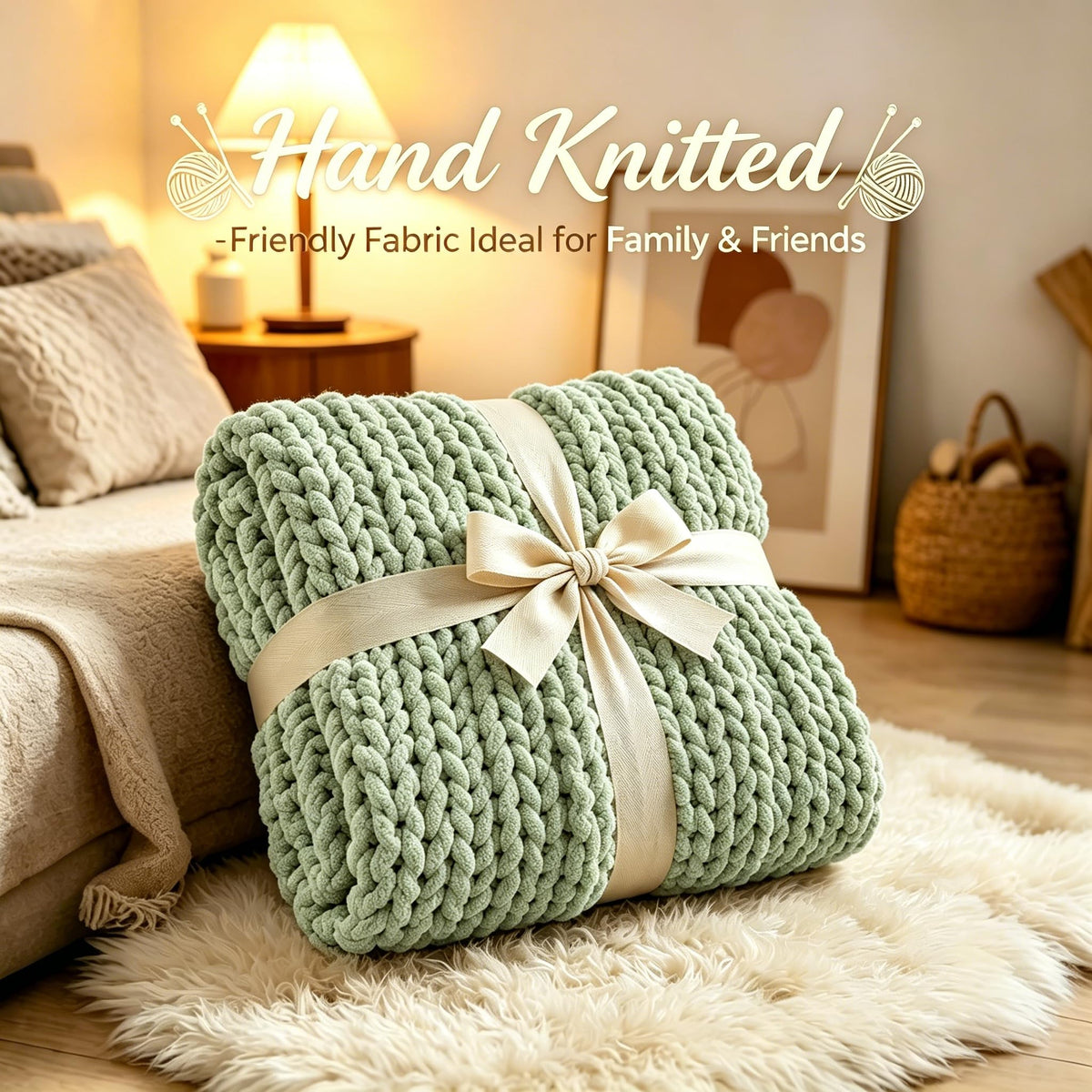 Admitrack sage green blanket draped on bed creates inviting, restful ambiance.