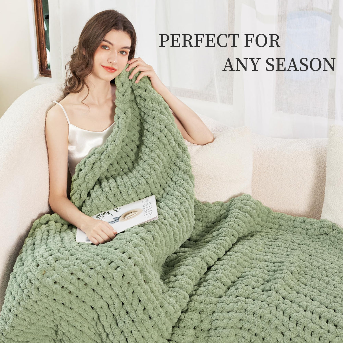 Admitrack blanket on chair complements decor with soft, breathable warmth.