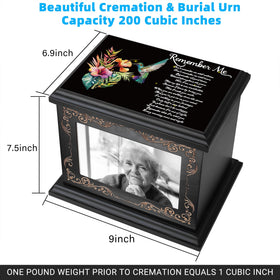 ADMLC urn dimensions 9x6.9x7.5 inches for adult ashes.