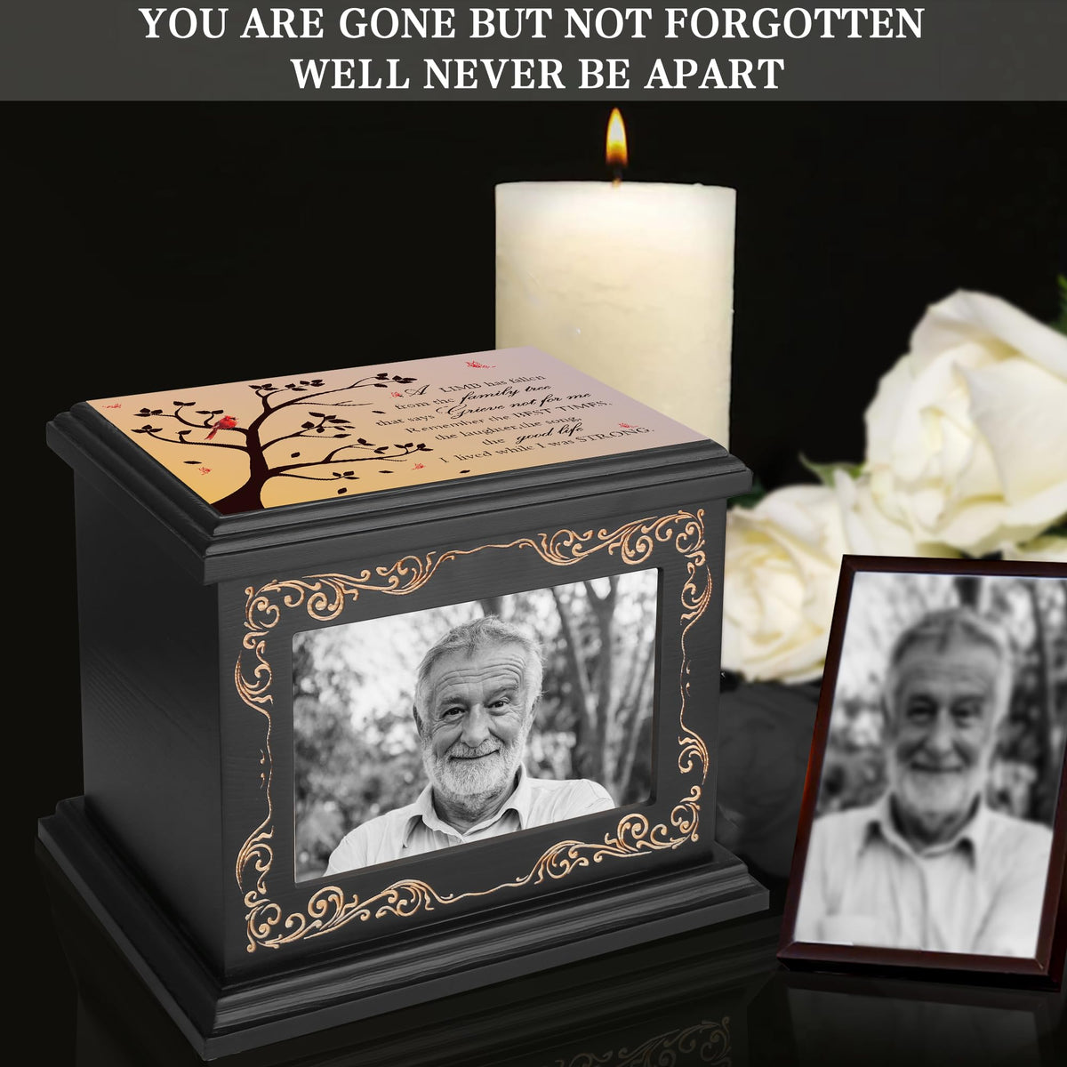 ADMLC urn photo frame assembly for easy personalization.