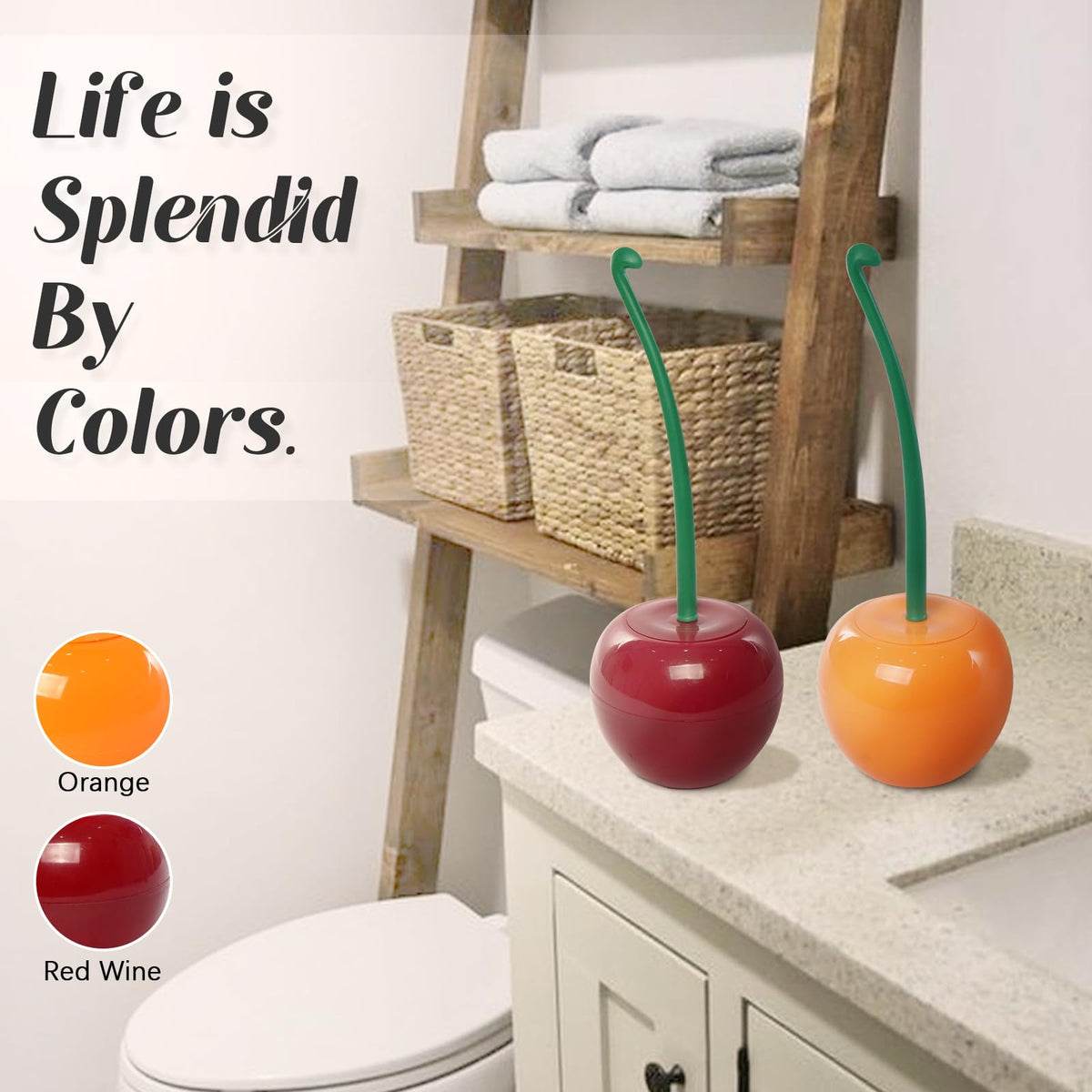 ADNIKIA gift-ready cherry brush set for a playful bathroom decor.