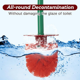 ADNIKIA cherry toilet brush and holder upright on bathroom floor.