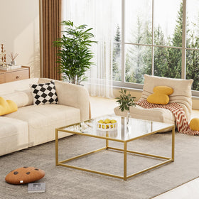 Adompacat small square coffee table 26-inch footprint ideal for compact spaces.