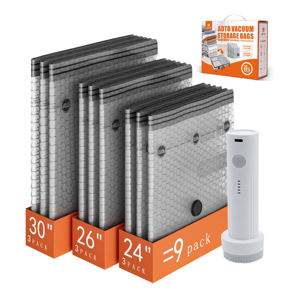 ADTO travel vacuum seal bags with portable pump in action for smarter packing.