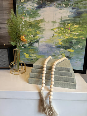 ADUN Stationery decorative books arranged on shelf create a calm modern farmhouse vibe.