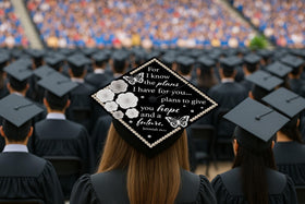 Tassel-hole feature on ADVANSYNC cap topper facilitates post-ceremony tassel transfer