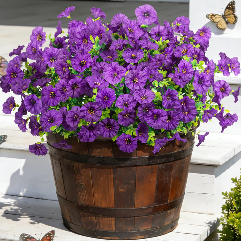 ADXORA 12-bundle Morning Glory artificial flowers for outdoor decor, weather resistant and vibrant all season.