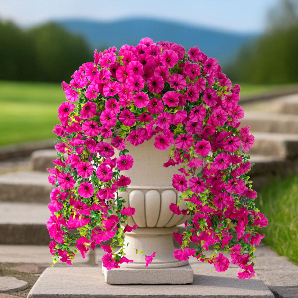 ADXORA morning glory outdoor flowers bundle with eucalyptus leaves for vibrant porch decor