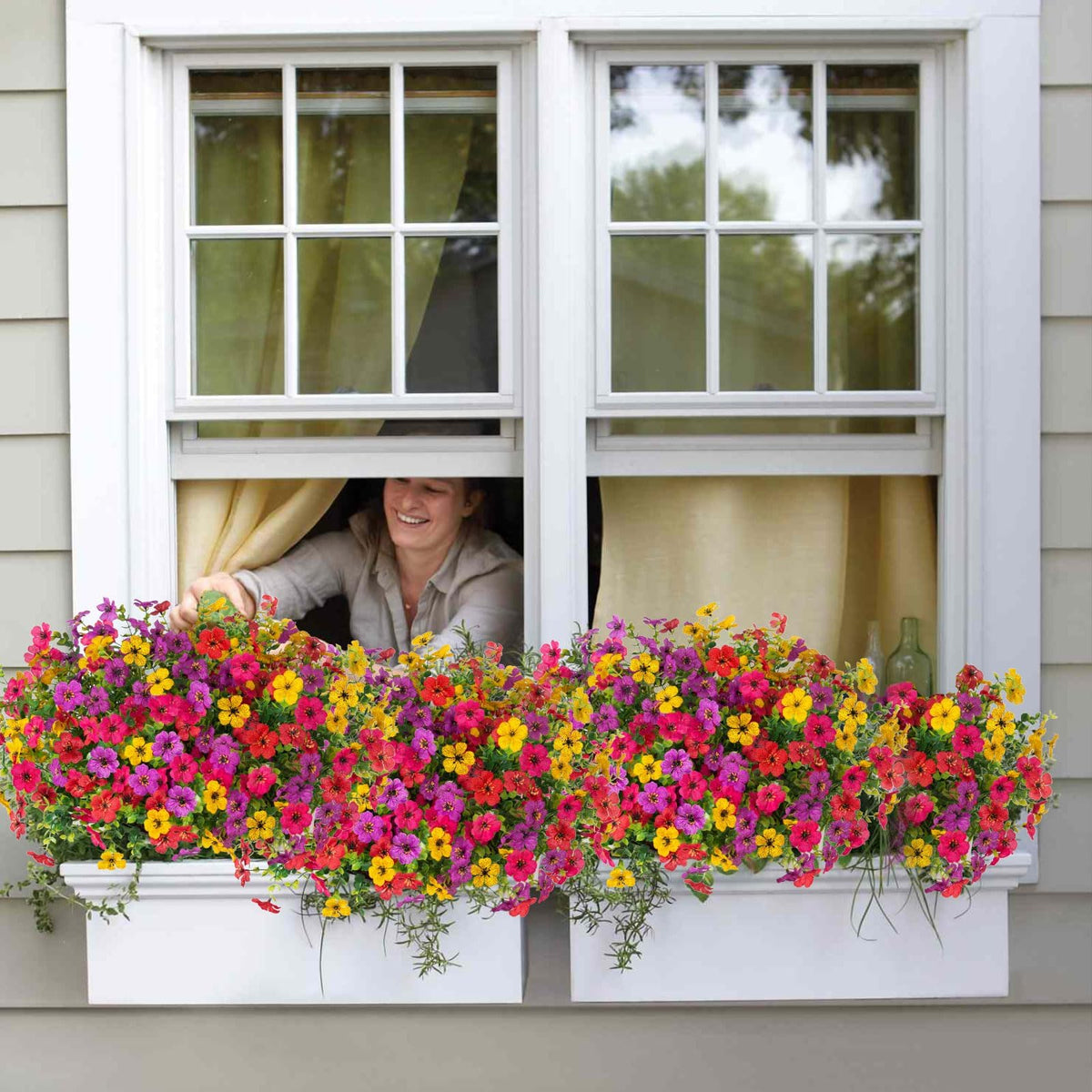ADXORA outdoor porch setup showcasing maintenance-free faux blooms