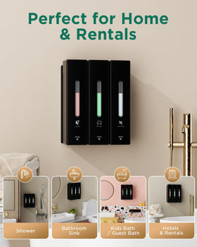Aeakey no-drill wall installation with strong adhesive for secure bath mounting.