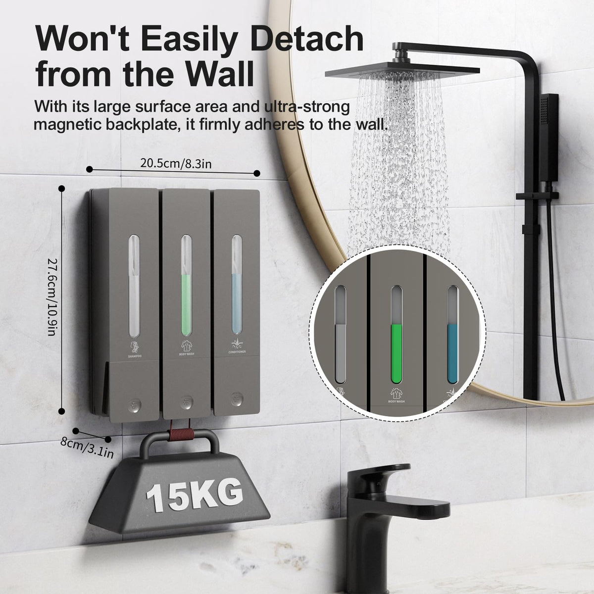 Aeakey dispenser side view highlighting convenient no-drill installation.