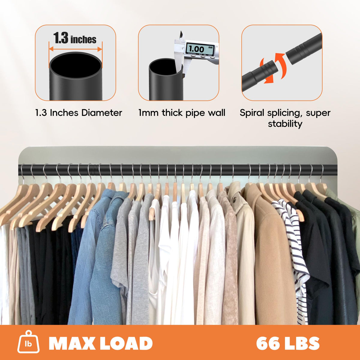 AeedWisp rust-resistant matte finish resists wear in busy closets