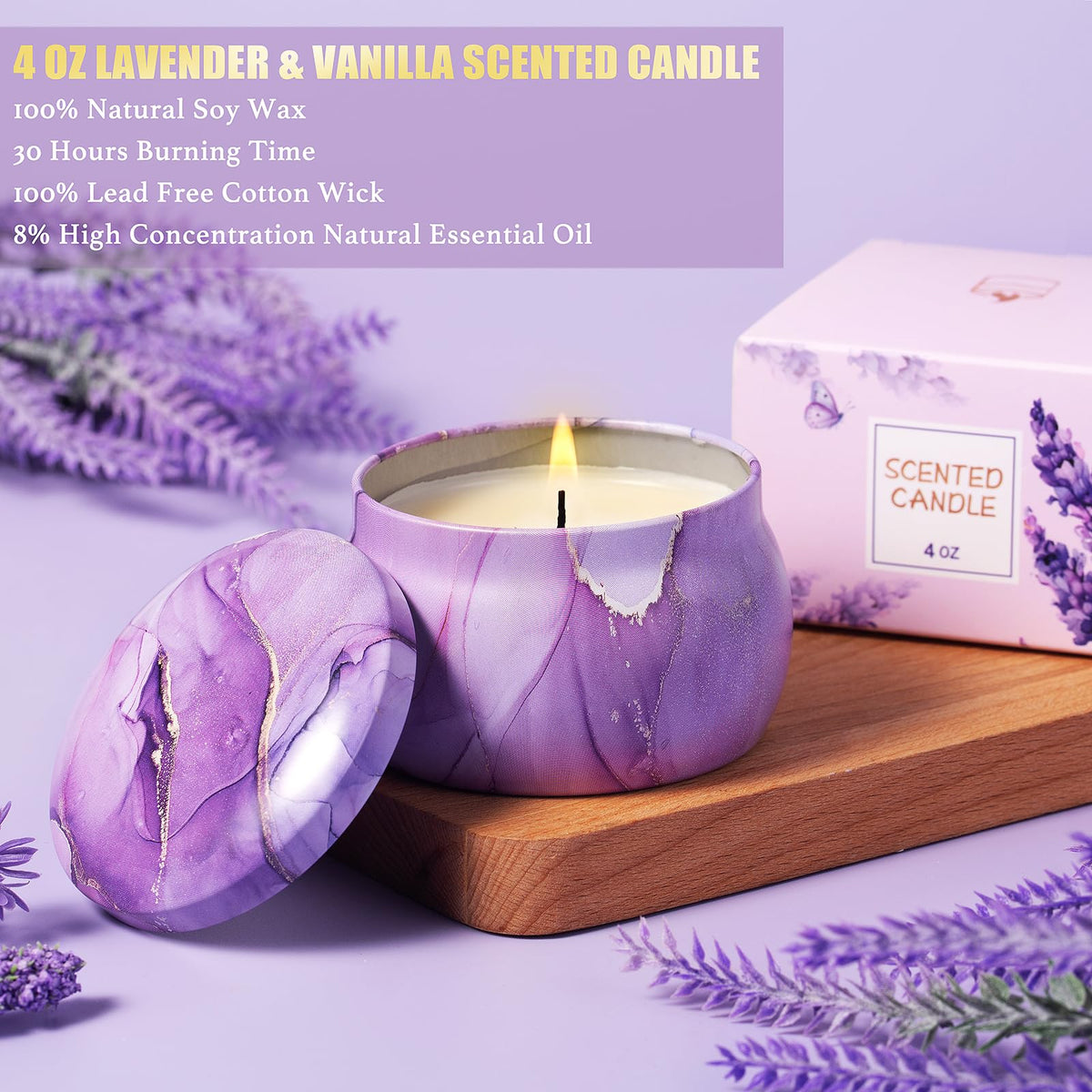Aeenr lavender candle showcases long-lasting scent for calming rituals