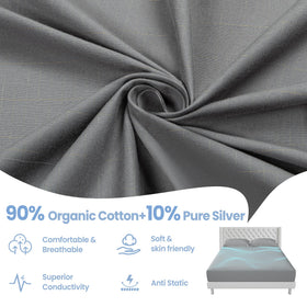Aekenr grounding sheets gray queen on bed demonstrating fit and convenient sleep surface