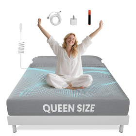 Aekenr grounding sheets gray queen setup closeup showing conductive fabric for comfort
