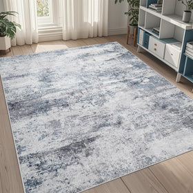Aelenmu 5x8 area rug with blue-grey abstract pattern for elegant living room decor.