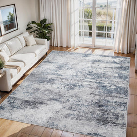 Aelenmu 6x9 abstract rug in blue-gray tones, ideal for high-traffic living rooms.