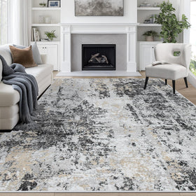 Aelenmu 8x10 rug with abstract pattern adds modern style and easy maintenance.