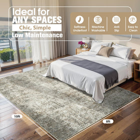 Aelenmu 8x10 rug non-slip-back keeps floors secure on wood or tile.