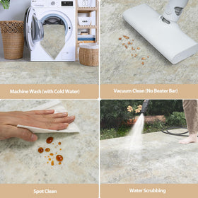 Aelenmu machine-washable rug simplifies maintenance, saving time on regular cleaning