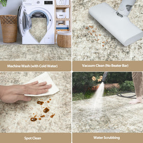 Aelenmu machine-washable rug simplifies cleanup after spills.