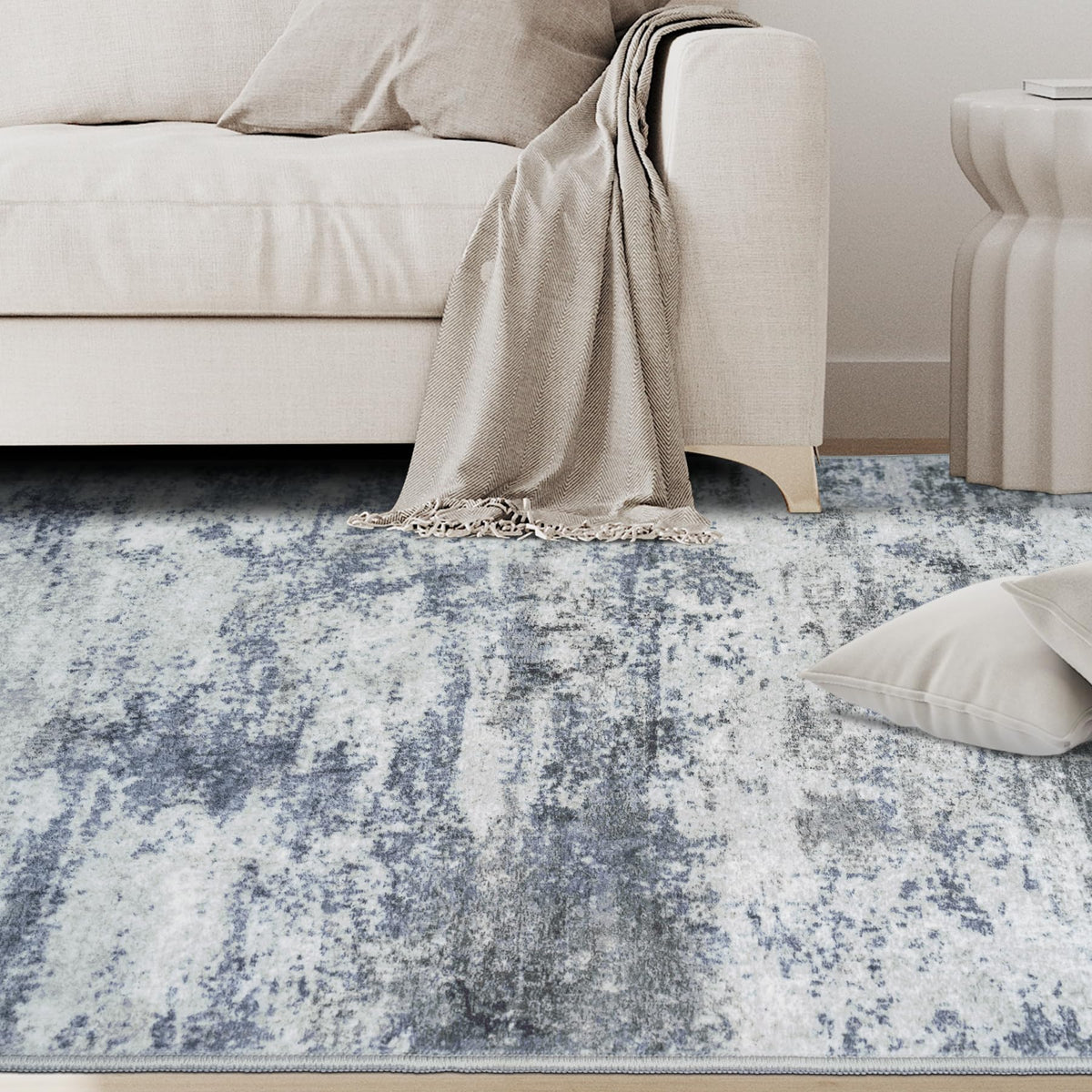 Aelenmu non-slip 9x12 rug with anti-skid backing helps prevent slides on smooth floors.
